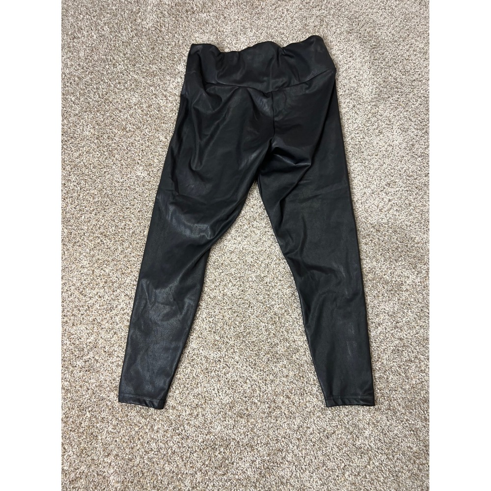 Puma Womens Black Faux Leather Crackle High Waist Leggings Iridescent Logo L - Picture 6 of 6